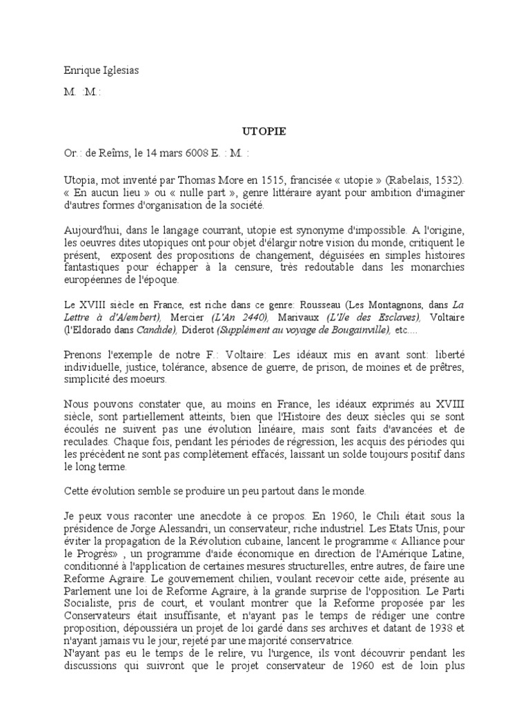 Utopia Pdf Utopie Voltaire