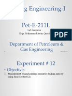 Lab 12 - Measurement of Sand Contents Present in Drilling, Mud by Using and Sand Content Kit.