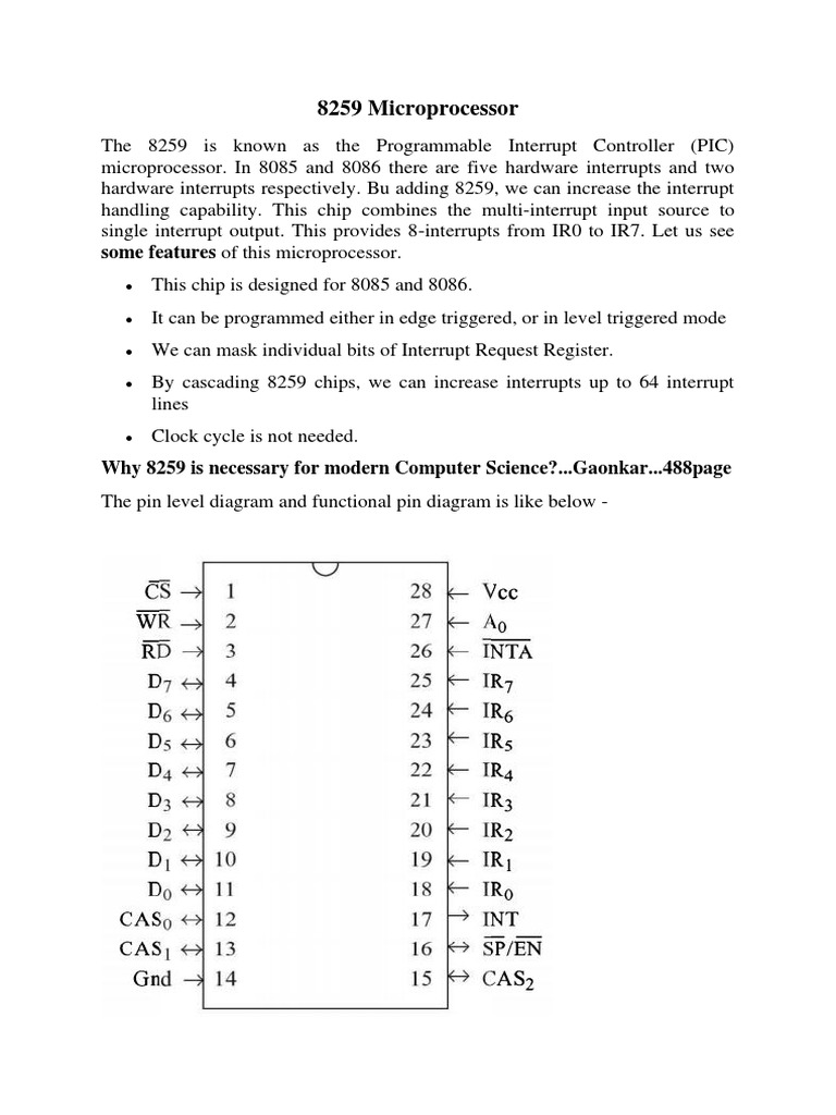 8259 Microprocessor: Some Features of This Microprocessor | Download ...
