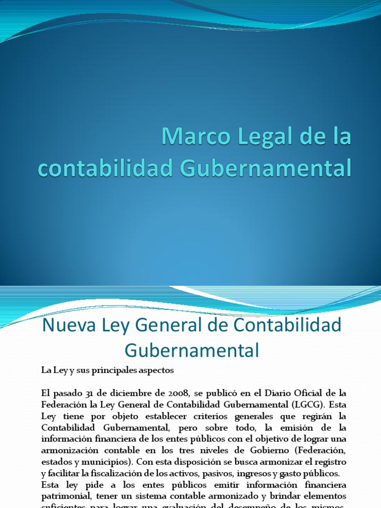 Marco Legal de La Contabilidad Gubernamental | PDF | Devengo | Contabilidad
