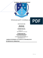 Title:Quality Control MGT: Indusrial Training Report