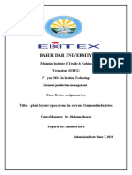 Bahir Dar University: Title - Plant Layout Types, Trend in Current Garment Industries