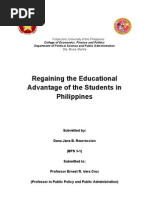 Regaining The Educational Advantage of The Students in Philippines