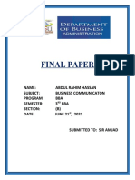 Business Comunication Final Paper (Abdul Rahim Hassan)