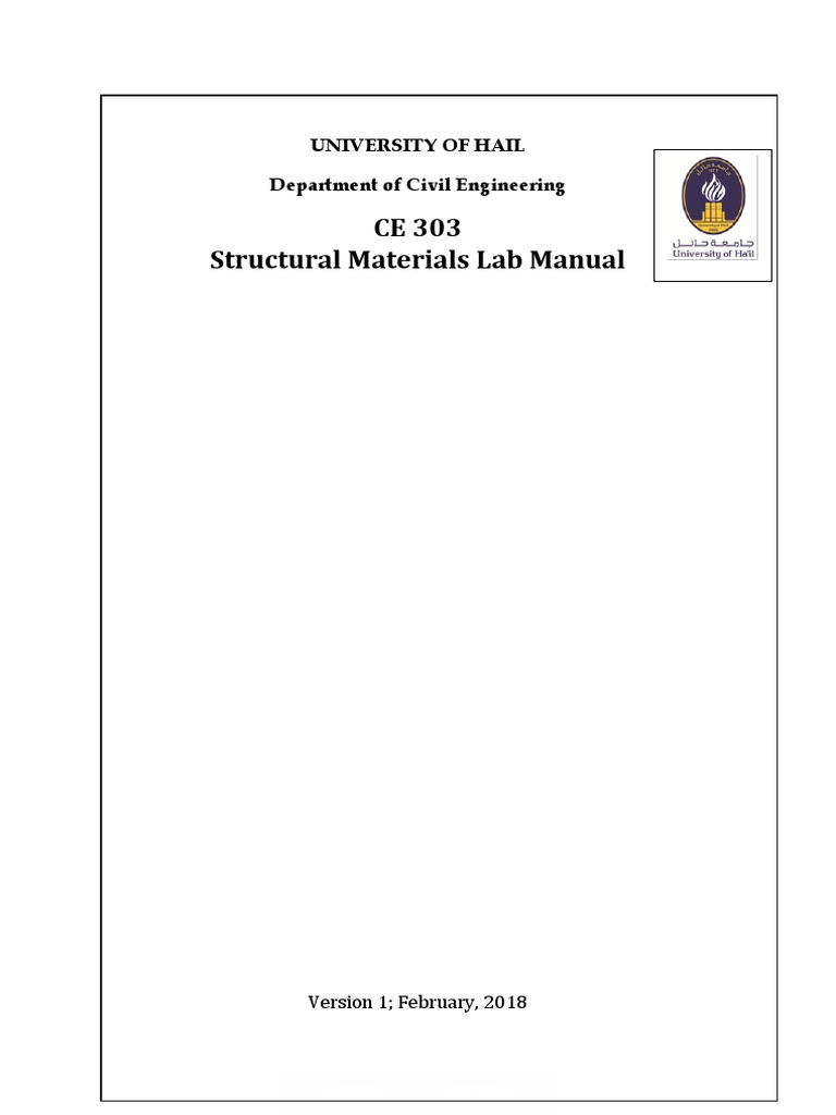 CE 303 Structural Materials Lab Manual: University of Hail Department ...