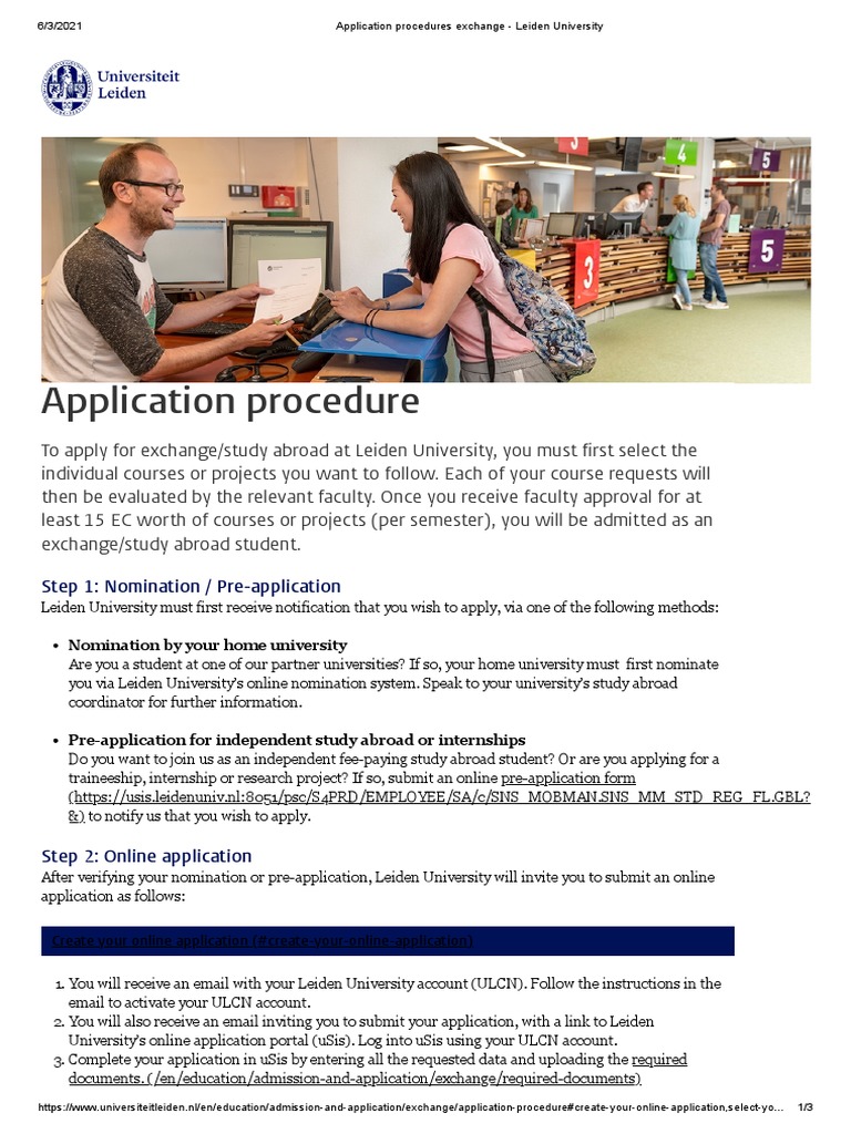 Exchange Application Process at Leiden | PDF | International Student ...