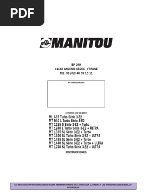 Manual de Uso Carretillas Manitou 1435 | PDF | Máquina elevadora