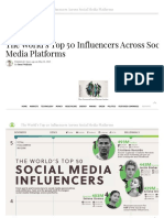 The World's Top 50 Influencers Across Social Media Platforms