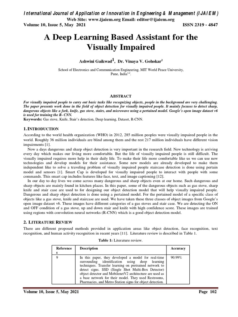A Deep Learning Based Assistant For The Visually Impaired | PDF | Deep ...