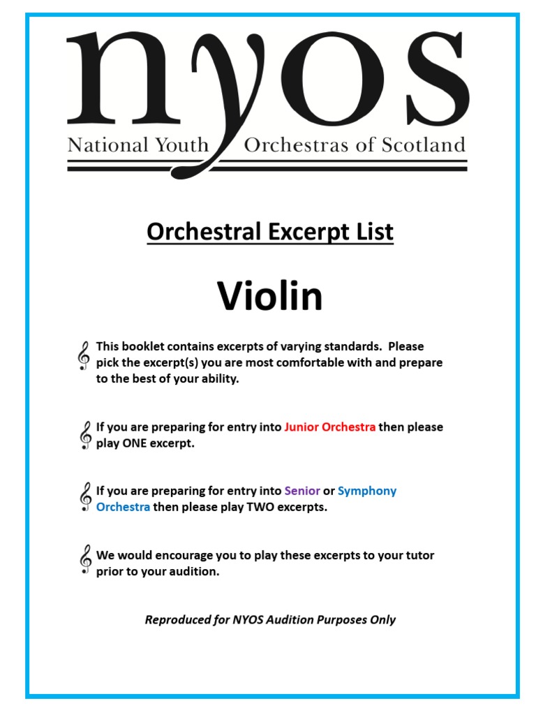 Violin Orchestral Excerpt List PDF