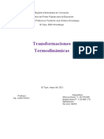 Transformaciones termodinámicas: procesos y diagramas p-V