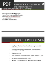 Session 5 - Legality of Object & Consideration, Void Agreements, Pefrormance of A Contract - CBL