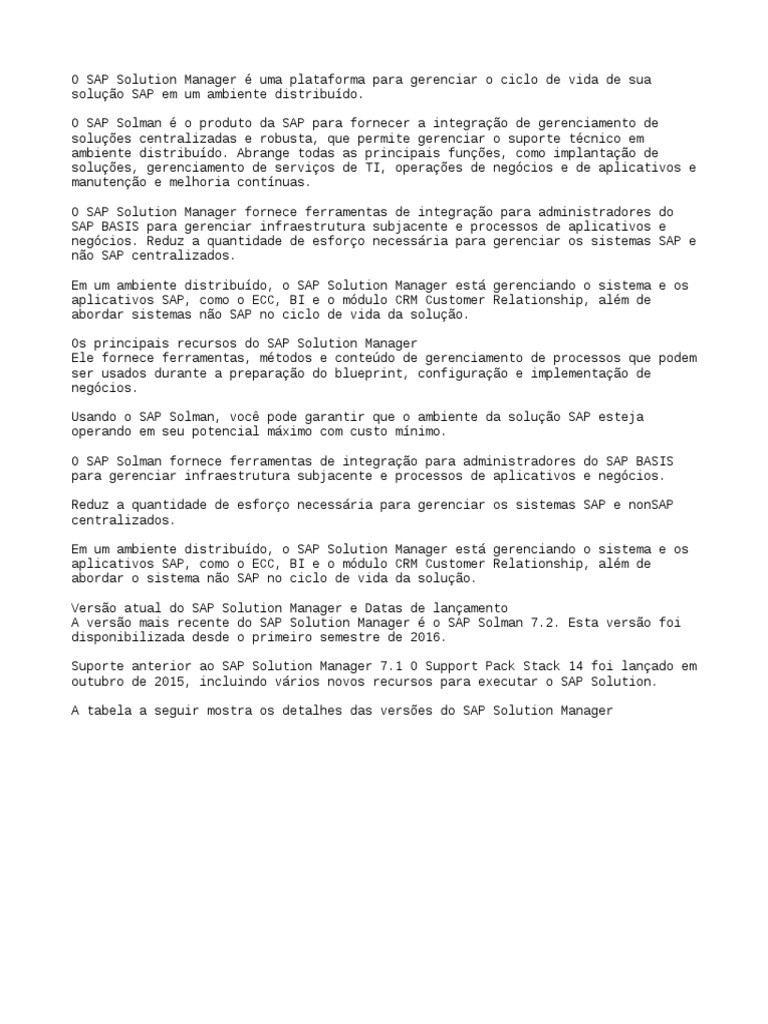 SAP Solution Manager: Gestão Eficiente SAP | PDF | Computadores