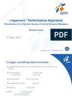 "Paperless" Performance Appraisal: Presentation To The Pakistan Society of Human Resource Managers Shahid Pracha