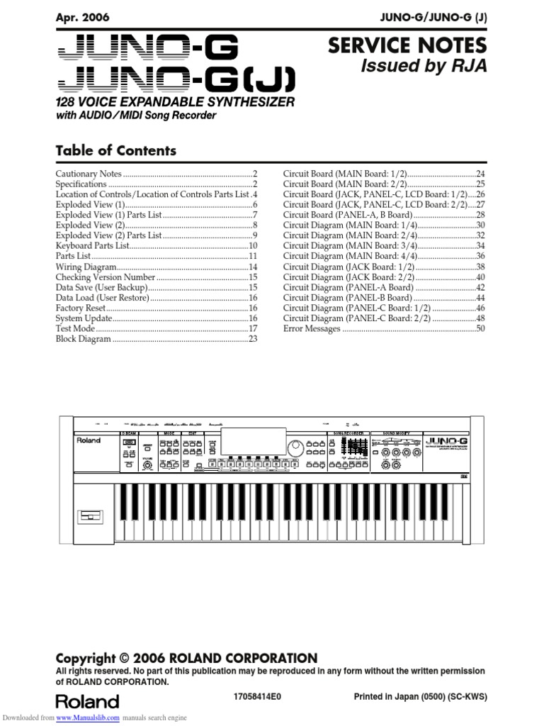 Juno G (J) Service Notes | PDF | Synthesizer | Computer Engineering