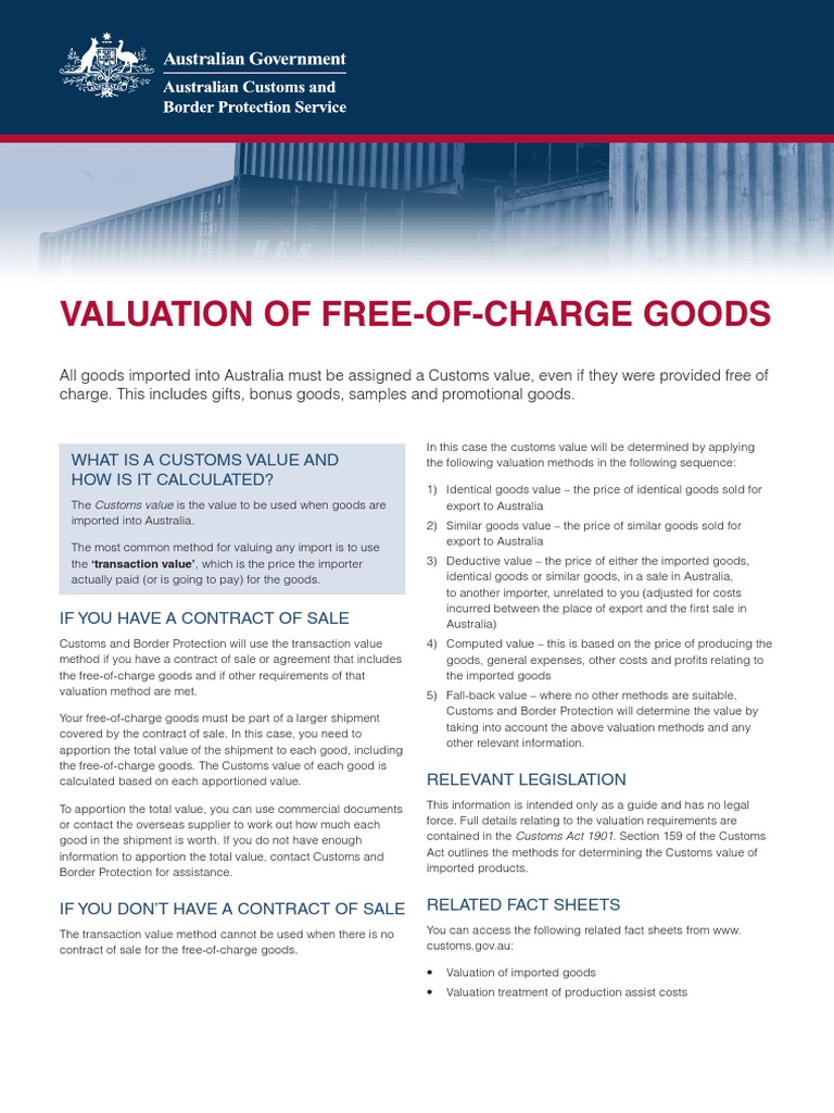Determining Customs Value for Free Goods: A Guide to Valuation Methods ...