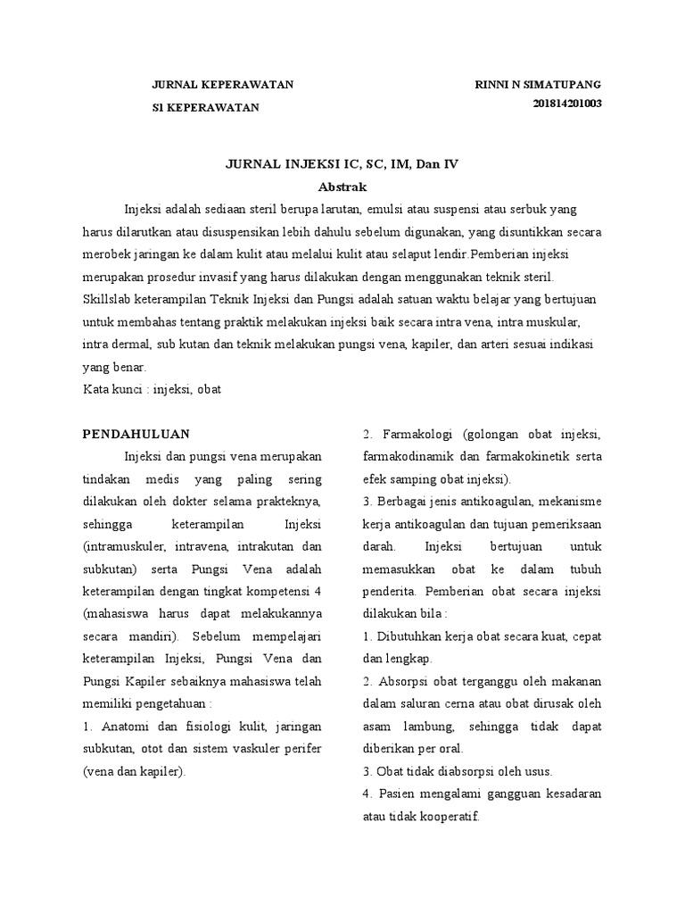 Teknik Injeksi IM, IV, SC, dan IC | PDF | Sains & Matematika