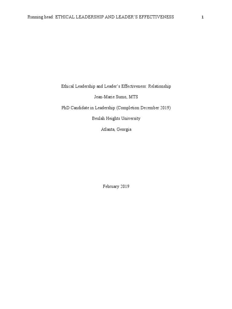 Ethical Leadership and Effectiveness | PDF | Leadership | Qualitative ...