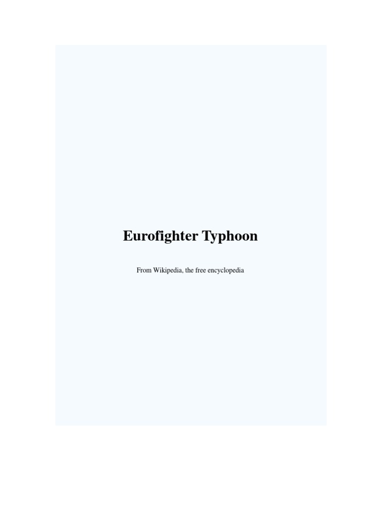 Eurofighter Typhoon | PDF | Fighter Aircraft | Aviation