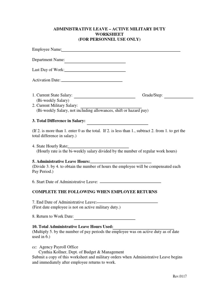 Administrative Leave Worksheet PDF
