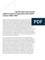 Siglinde Clementi Il Potere Della Proprieta. Beni Matrimoniali Rapporti Di Genere e Parentela Nella Nobilta Tirolese 1500 1700