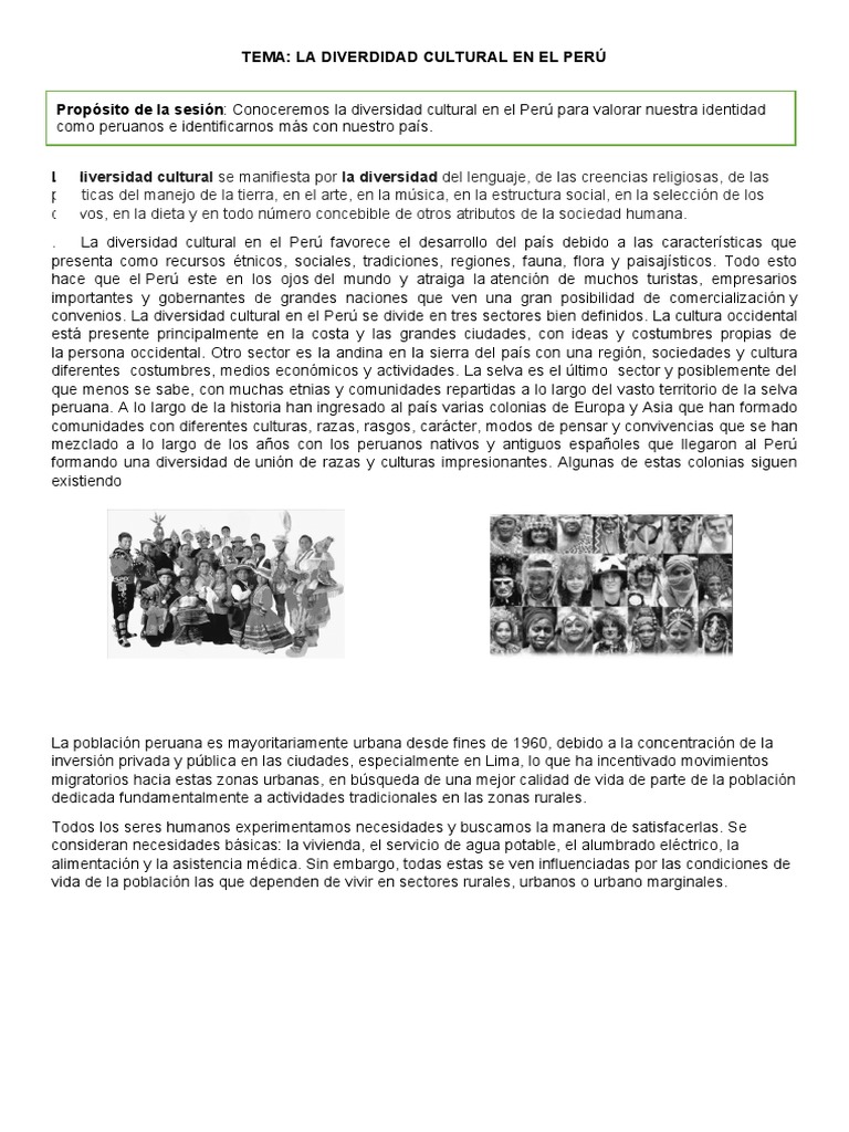 Diversidad Cultural en el Perú | PDF | Diversidad cultural | Perú