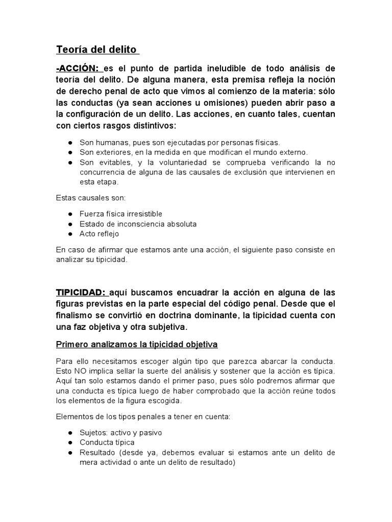 Elementos de la Teoría del Delito | PDF | Intención (Derecho Penal ...