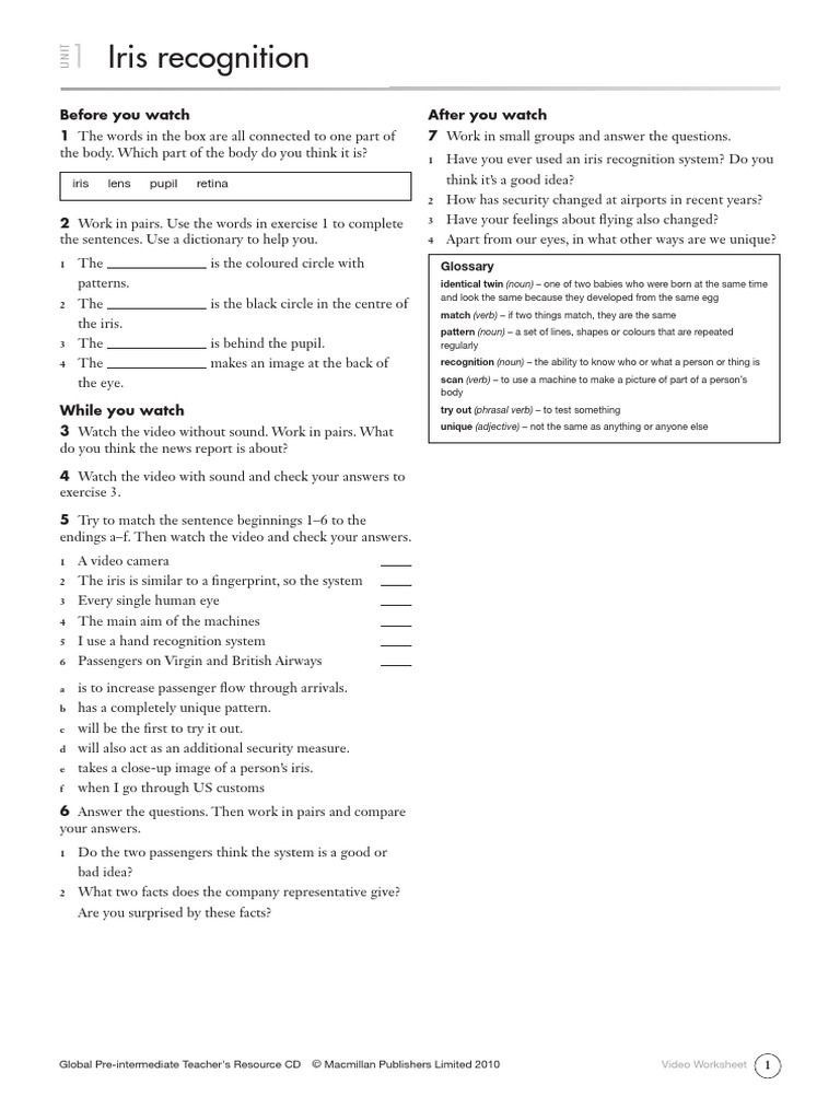 Iris Recognition and Eye Anatomy | PDF | Eye | Noun