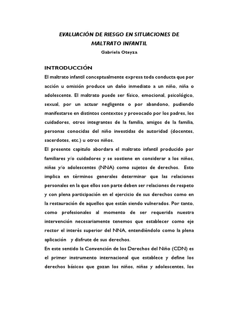 Evaluación de Riesgo en Maltrato Infantil | PDF | Abuso infantil ...