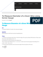 Learn CBSE: To Measure Diameter of A Given Wire Using Screw Gauge