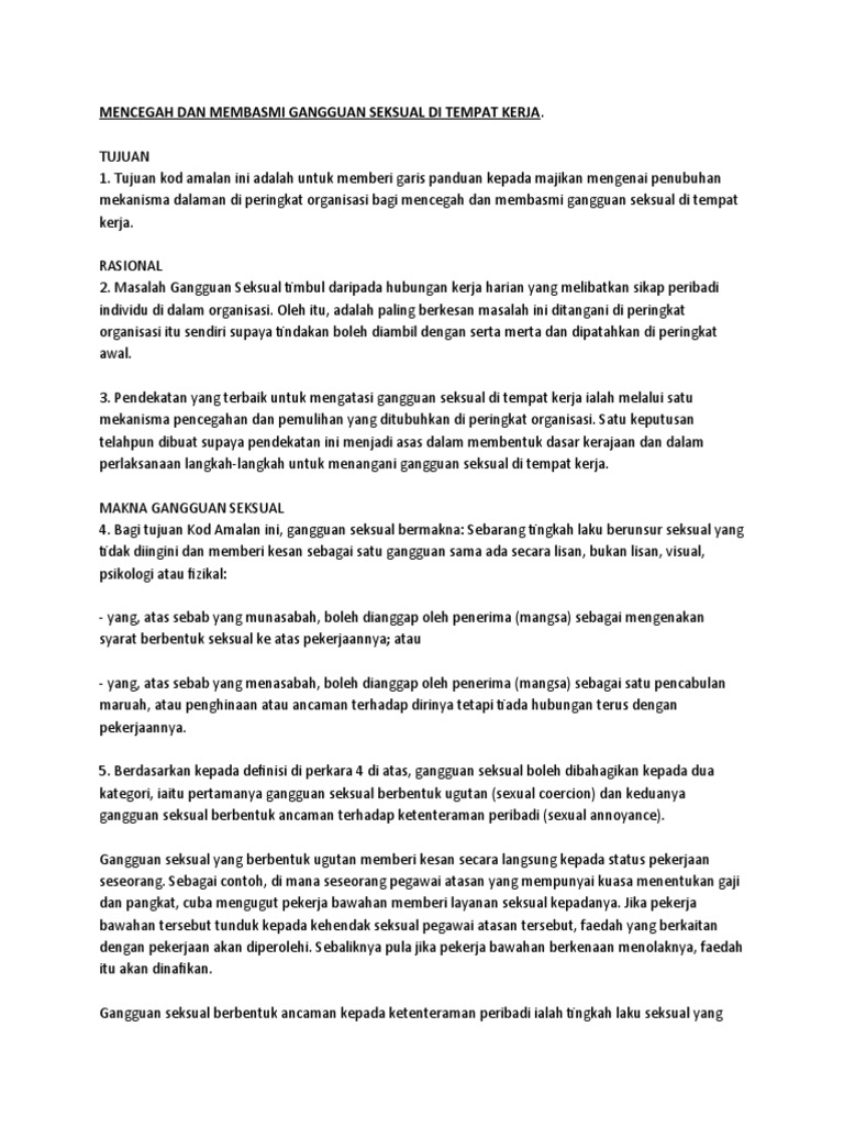 Mencegah Dan Membasmi Gangguan Seksual Di Tempat Kerja Pdf