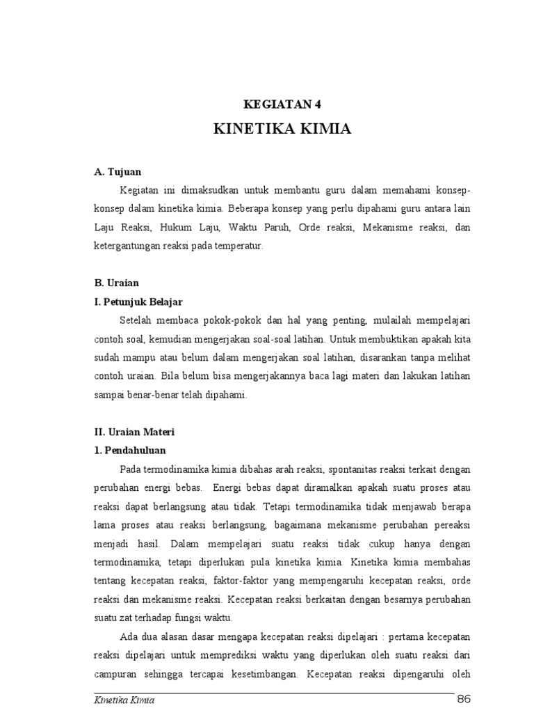Kegiatan 4 Kinetika Kimia
