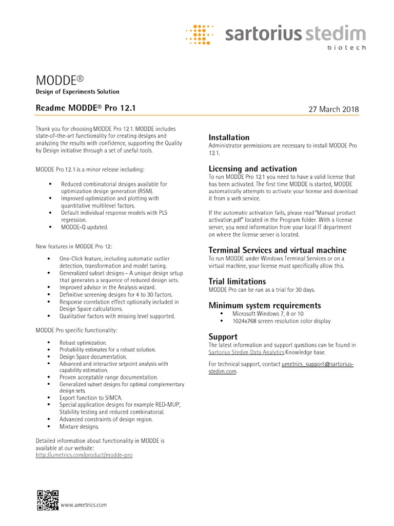 MODDE Pro 12.1 Readme | PDF