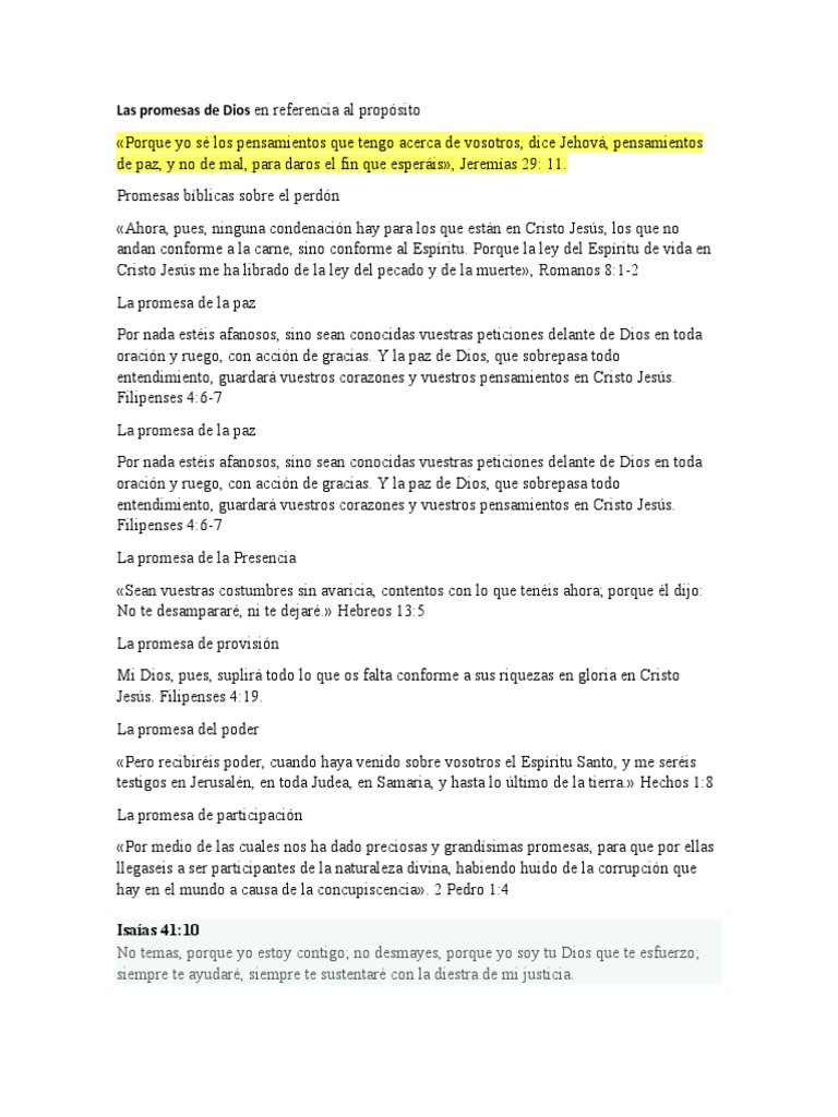 Promesas de Dios en la Biblia | PDF | Jesús | Oración