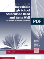 Guidelines For Teaching MS & HS Students To Read and Write Well