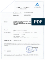 Certificate of Conformity IEC 60331 (TUV Rheinland)