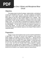 Design Project One: A Music and Microphone Mixer Circuit Objective