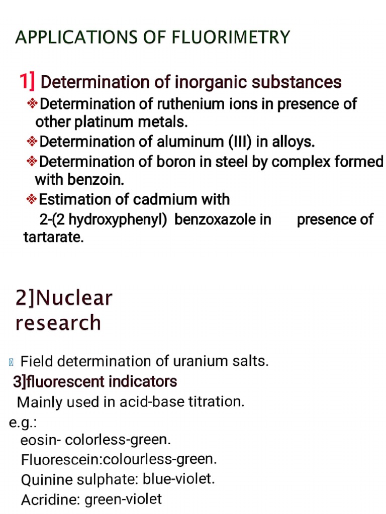Application of Fluorimetry PDF