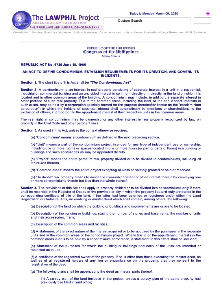 RA.4726 Condominium Act PDF