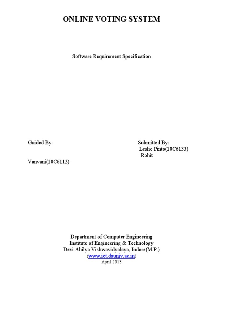 Online Voting System Requirements | PDF | Web Server | Internet & Web
