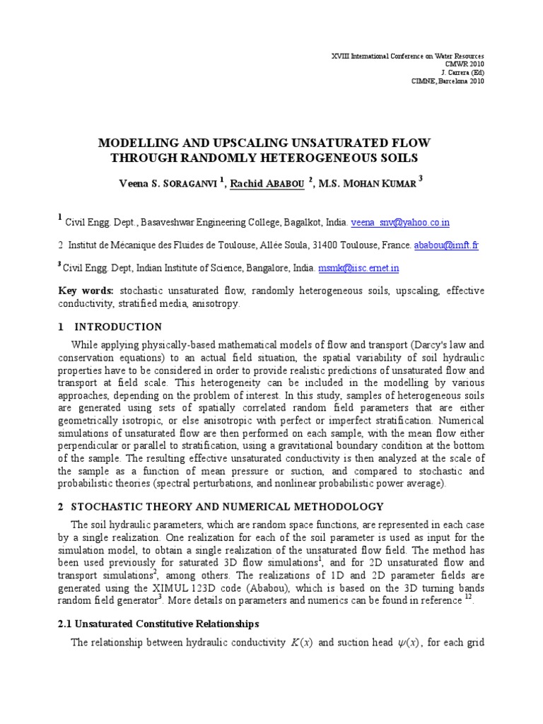 Modeling Unsaturated Flow in Soils | PDF | Mean | Arithmetic Mean
