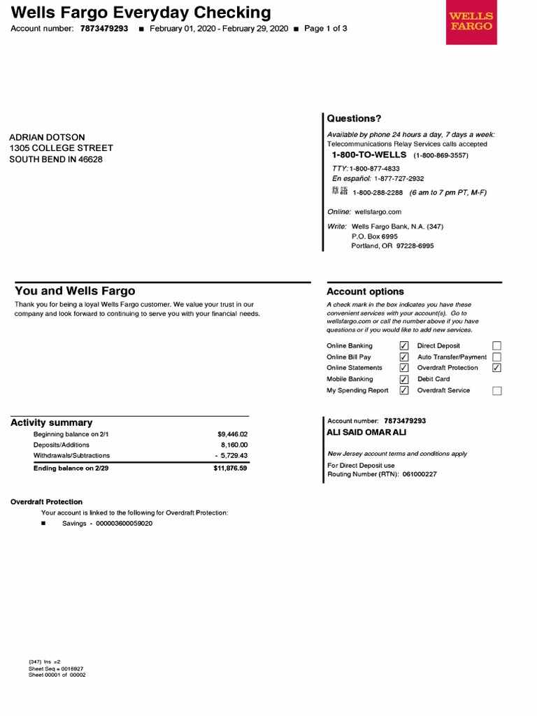 You and Wells Fargo: Questions? | PDF | Overdraft | Wells Fargo