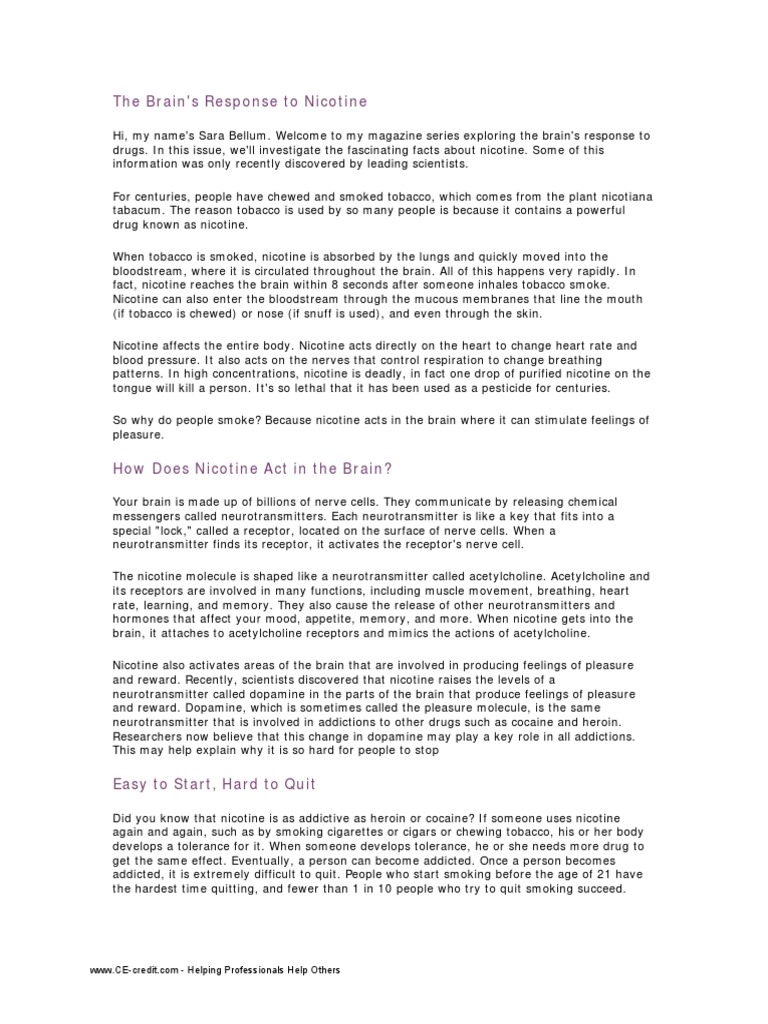 Nicotine's Impact on Brain Receptors | PDF | Nicotine | Tobacco Smoking