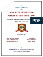 "A Study of Promotional Policies of HDFC Home Loan": A Project Report ON