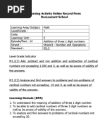 Learning Activity Online Record Form Darasamutr School