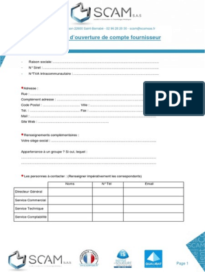 7 Formulaire Ouverture de Compte Fournisseur - Copie - Copie | PDF