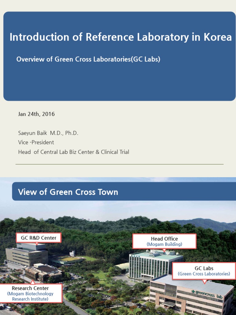 Introduction of Reference Laboratory in Korea Overview of Green Cross