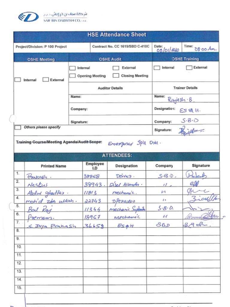 Spill Kit Training Sheet PDF