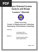 Object Oriented System Analysis and Design: Learners' Material