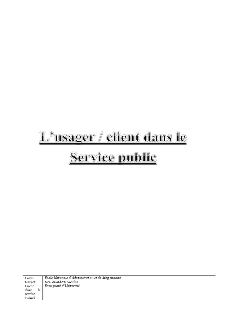 Usager et Service Public : Définitions clés | PDF | Services publics ...